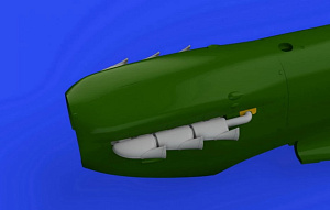 Additions (3D resin printing) 1/48 Supermarine Spitfire Mk.V three-stacks exhausts fishtail (designed to be used with Eduard kits) 