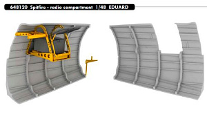 Additions (3D resin printing) 1/48 Supermarine Spitfire - radio compartment (designed to be used with Eduard kits)