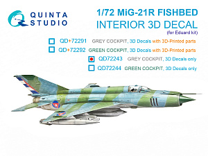 MiG-21R (Grey panels) 3D-Printed & coloured Interior on decal paper (Eduard)