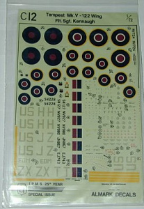 Decal 1/72 Tempest Mk.V - 122 Wing Flt.Sgt,Kennaugh (Almark Decals)