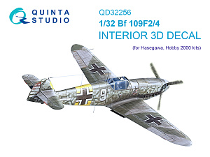 Bf 109F2/F4 3D-Printed & coloured Interior on decal paper (Hasegawa)