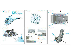 Su-27 3D-Printed & coloured Interior on decal paper (Trumpeter) (with 3D-printed resin part)