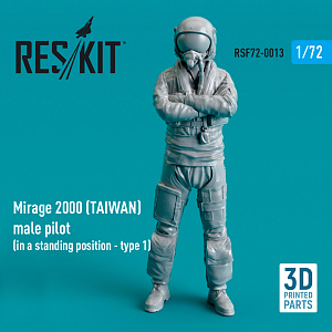 Additions (3D resin printing) 1/72 Dassault-Mirage 2000B/2000D/2000N (TAIWAN) male pilot (in a standing position - type 1) (ResKit)