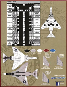 Decal 1/48 McDonnell F-4B/J Phantom sheet featuring options for 18 United States Marine Corps aircraft from the Vietnam era