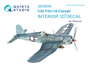 F4U-1A Corsair 3D-Printed & coloured Interior on decal paper (for Tamiya  kit)